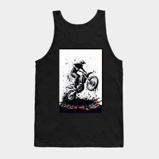 Dirt bike stunt - black and white low angle Tank Top